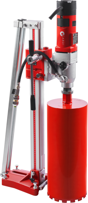 CARDI 200 core drill on stand with core bit for wet drilling.