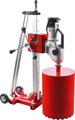 CARDI 501 core drill on stand with core bit for wet drilling.