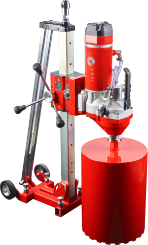 CARDI 805 core drill on stand with core bit for wet drilling.