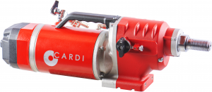 CARDI FR 605 core drill motor for wet drilling on stand.