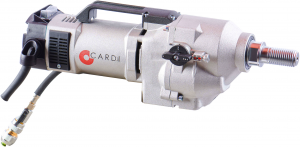 CARDI T6 375-EL core drill motor for wet drilling on stand.