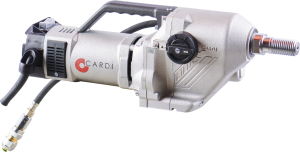 CARDI T9 475-EL core drill motor for wet drilling on stand.