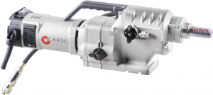 CARDI T9 506-EL core drill motor for wet drilling on stand.