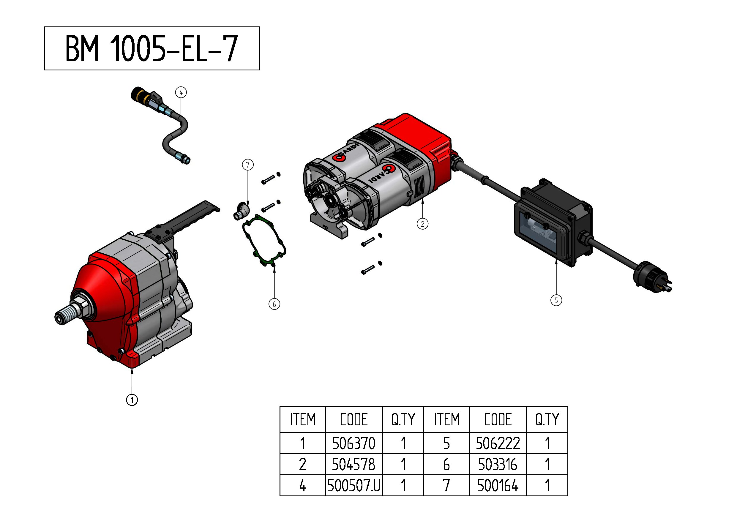 BM 1005-EL 120V Exploded drawing 20250115
