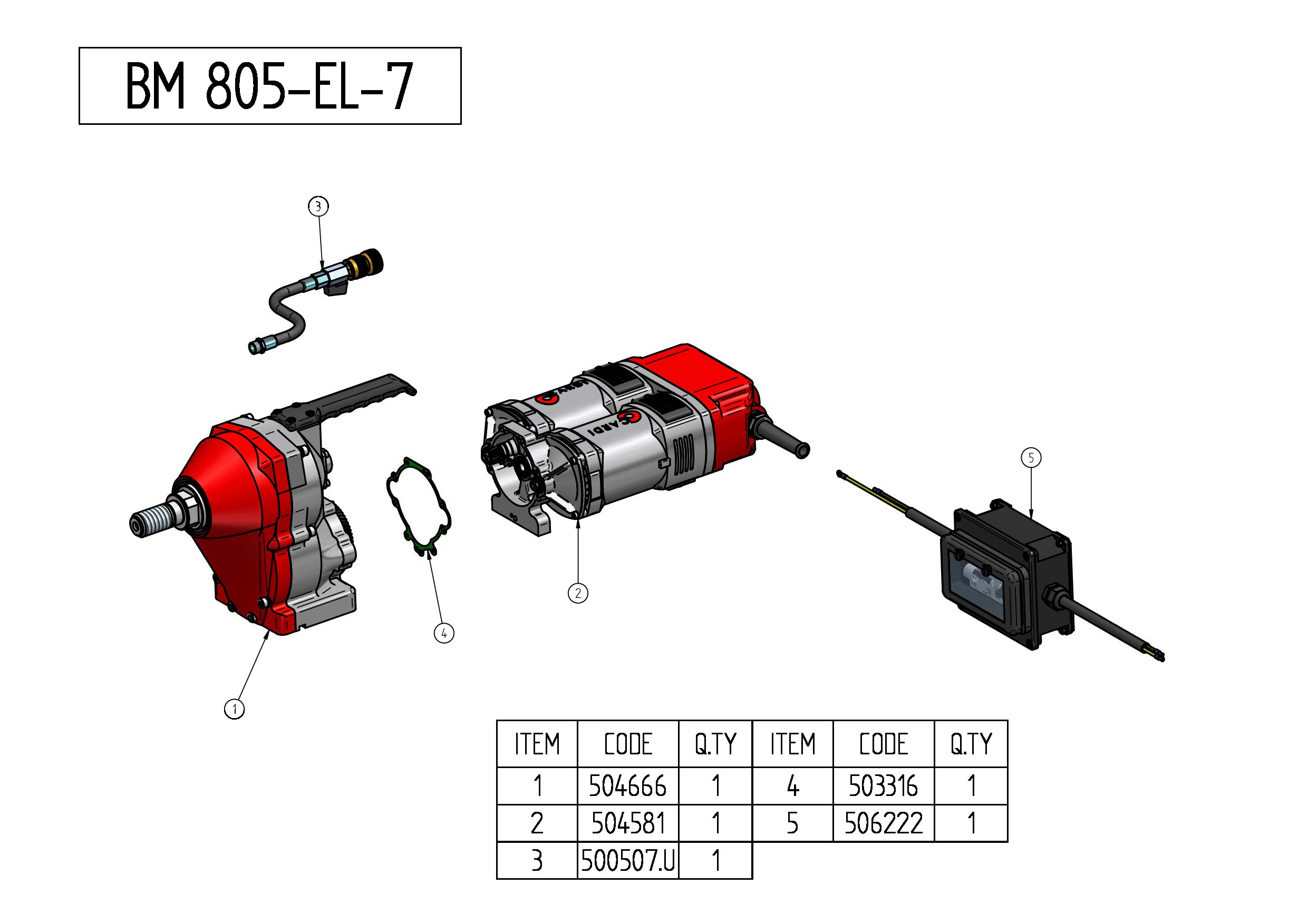 BM 805-EL 120V Exploded drawing 20250116