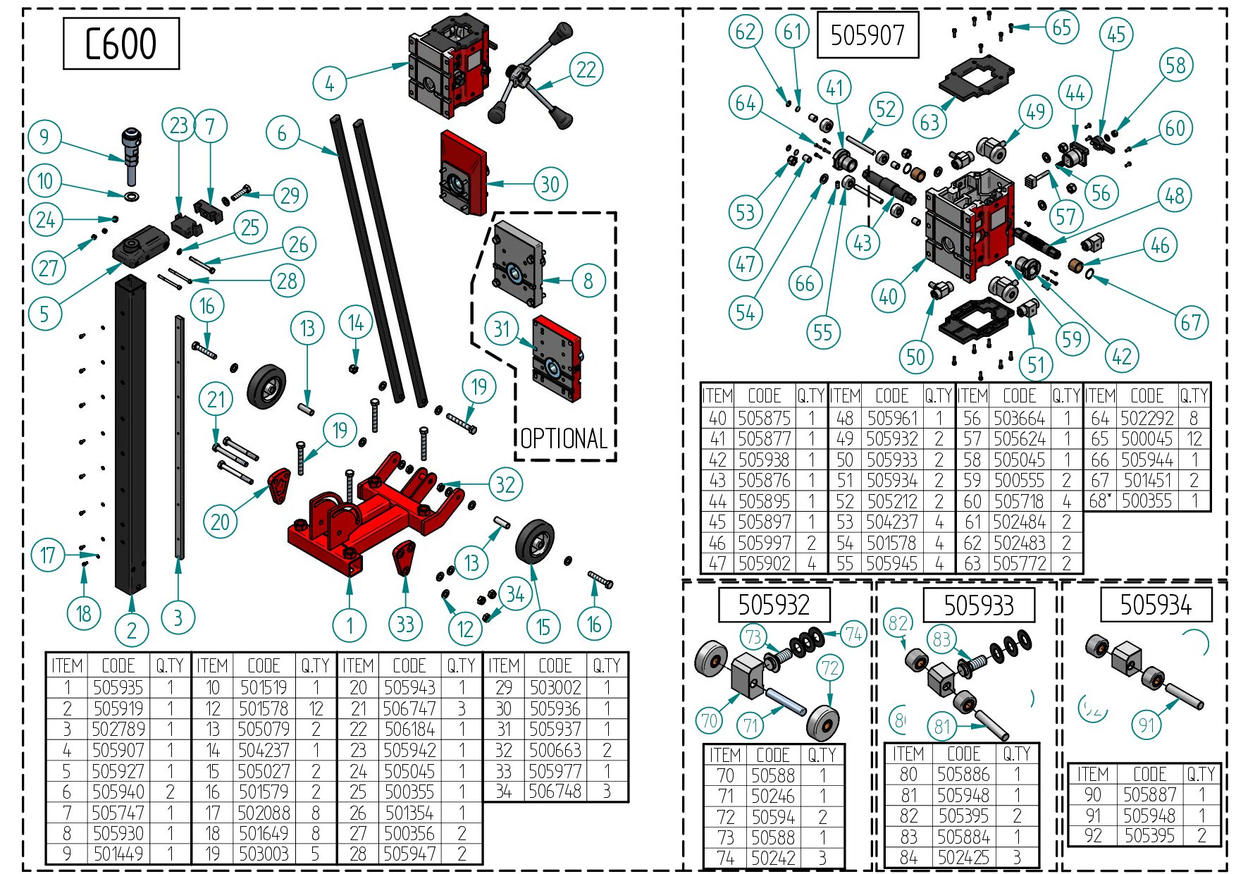 C 600 Stand Exploded drawing 20250117
