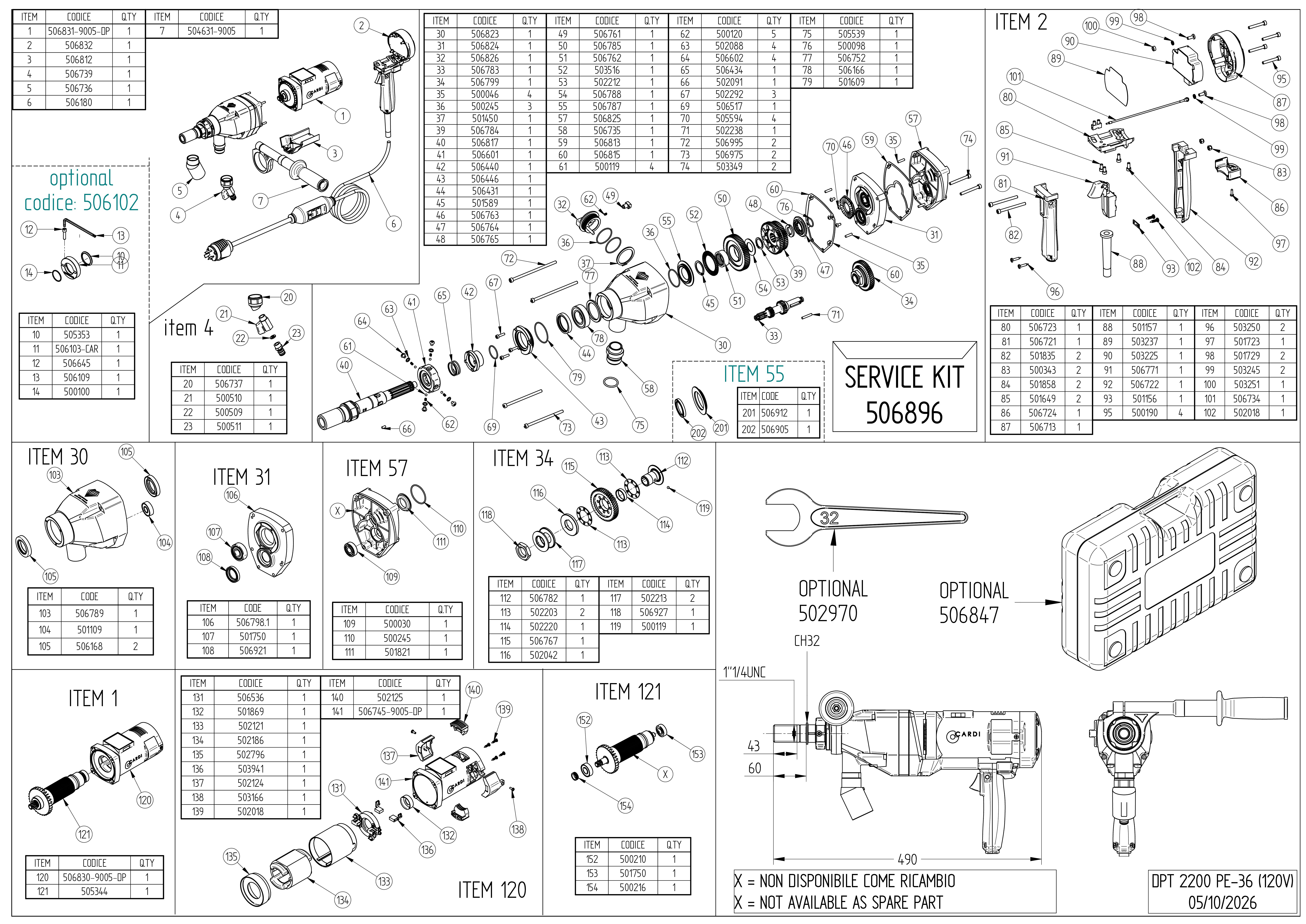 DPT 2200 PE-36 120V Exploded drawing 20261005