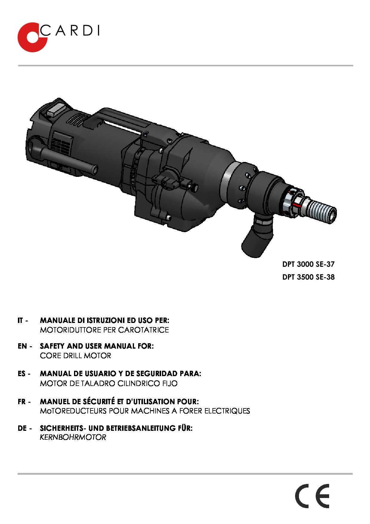 DPT Stationary Core Drill CARDI Manual IT-EN-ES-FR-DE 506982 20250310