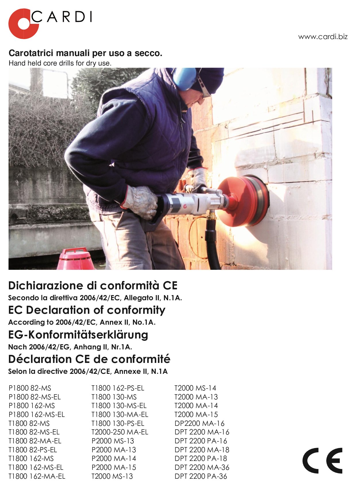Dry Hand-held Core Drills Declaration of conformity IT-EN-DE-FR 507036 20250319