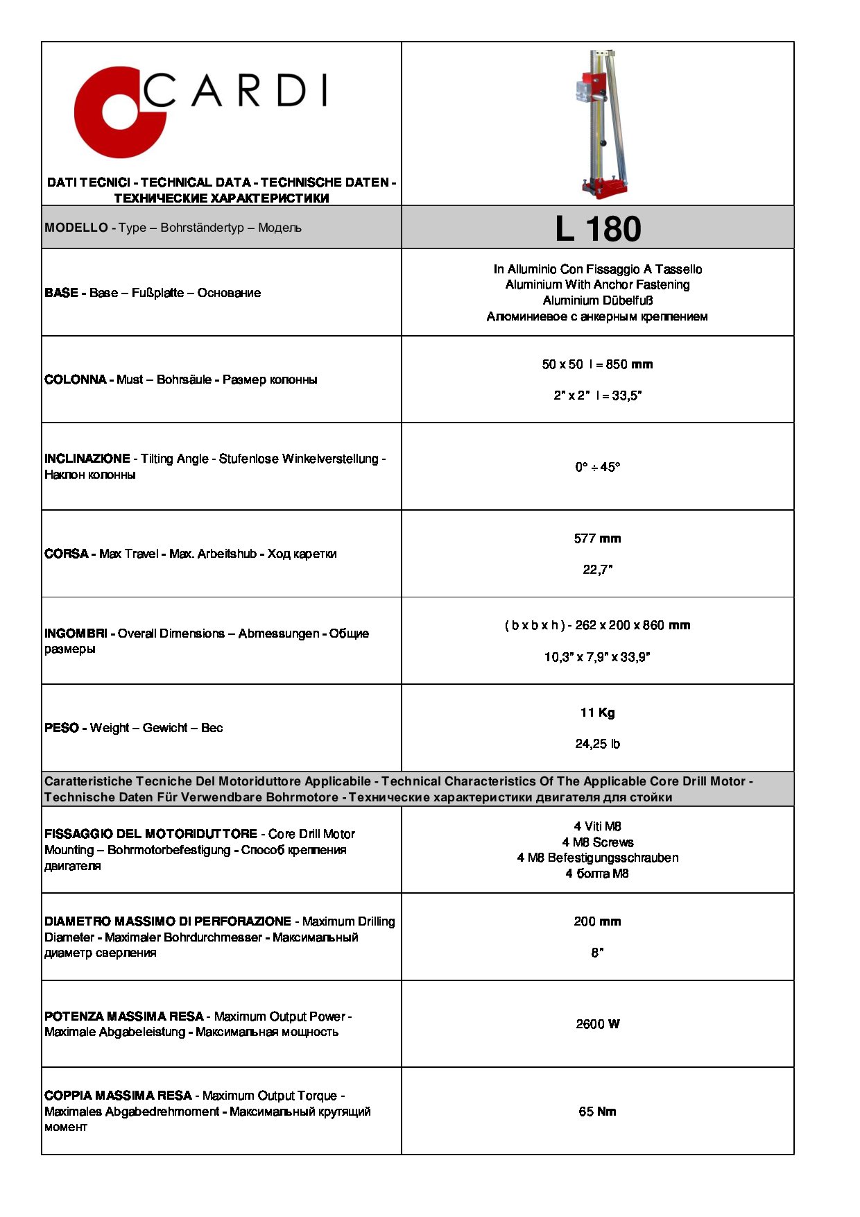 L 180 Stand Manufacturer Declaration 20211013