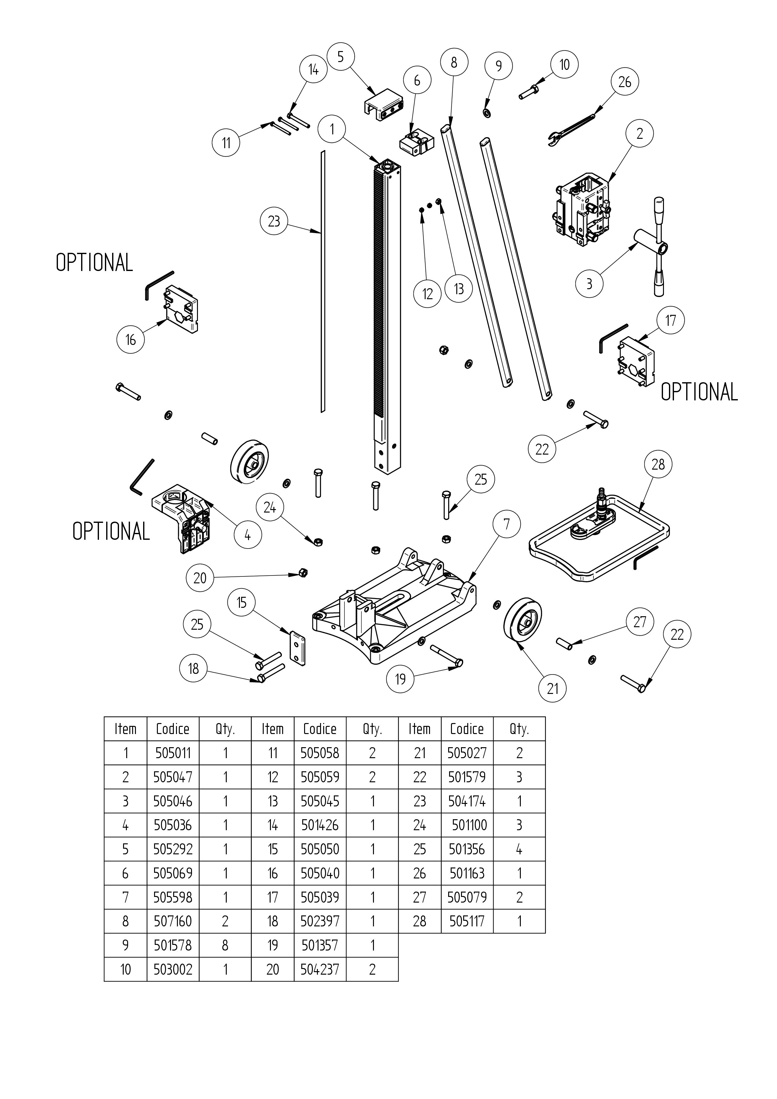 L 250 V Stand Exploded drawing 20260915
