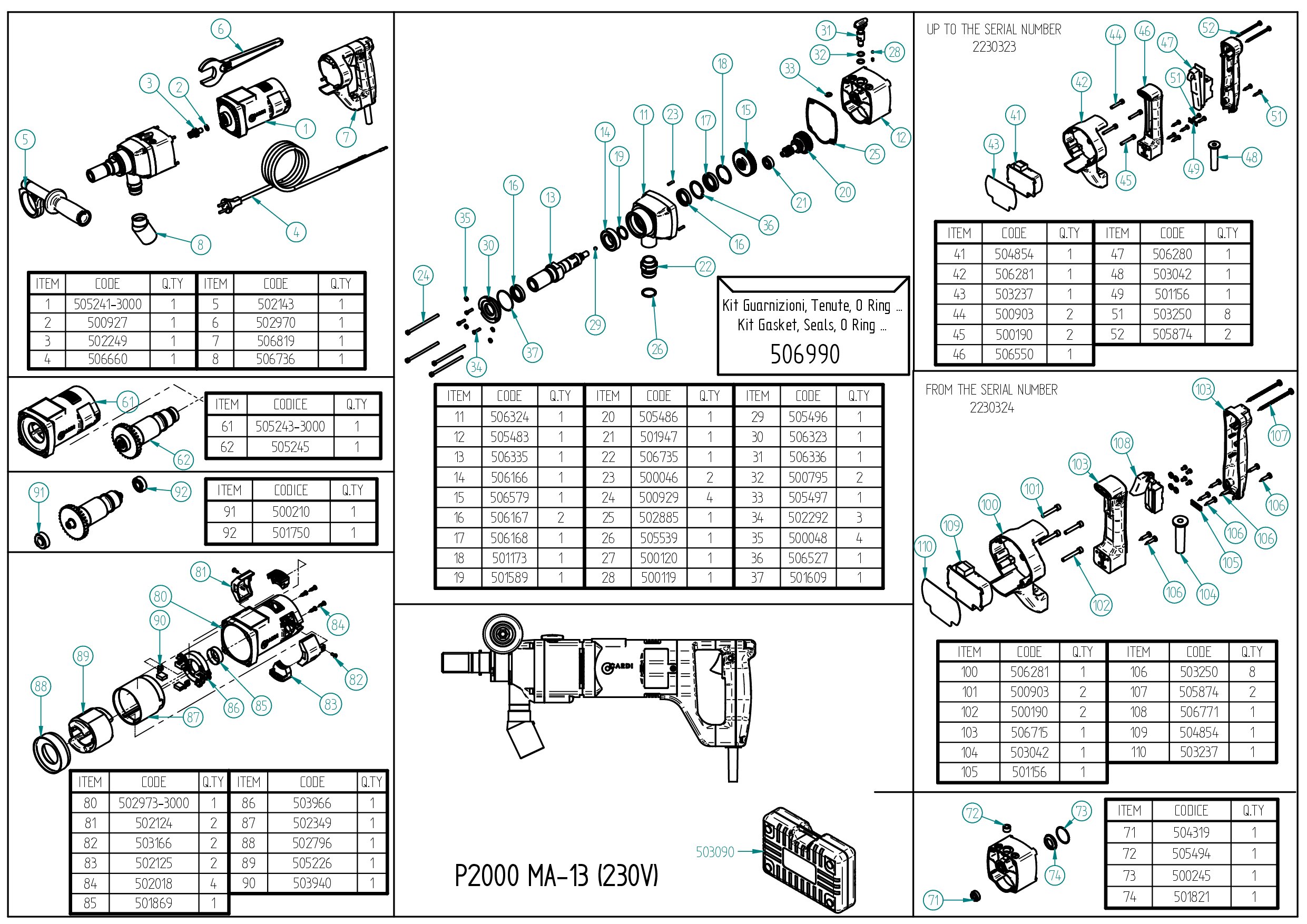 P2000 MA-13 230V Disegno esploso 20260512