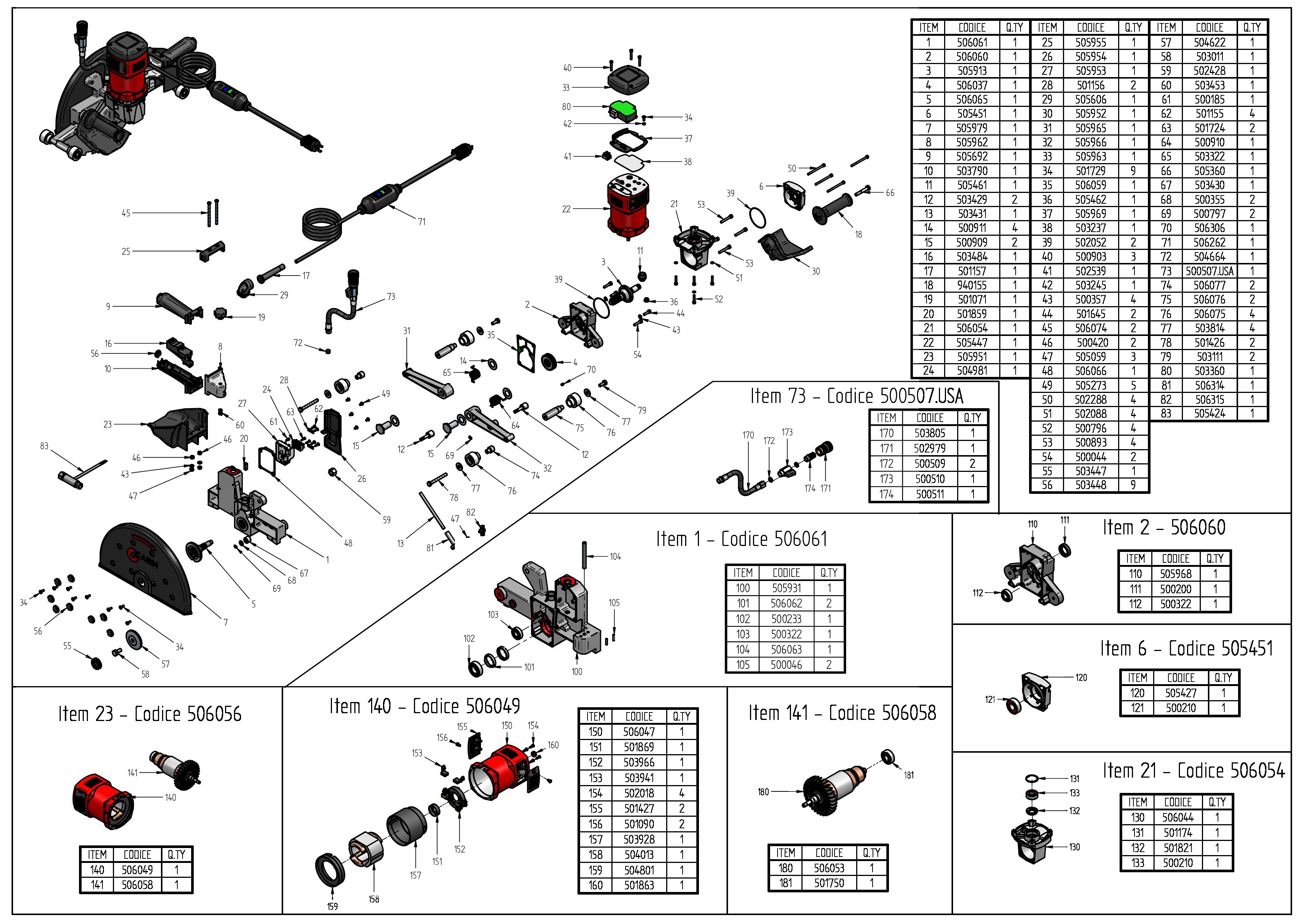 PE 350 USA 120V Exploded drawing20200311