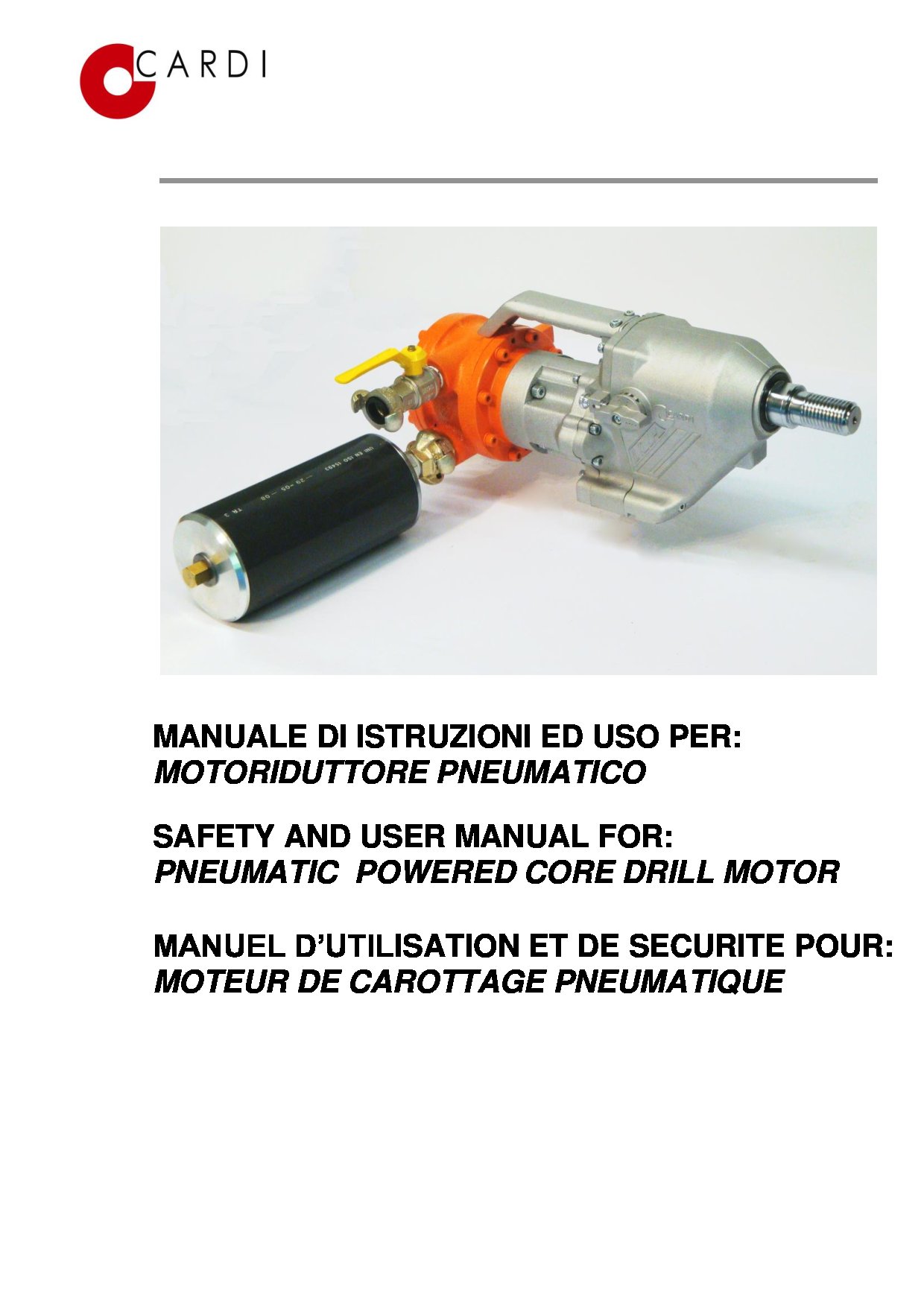 PN 500 Pneumatic Core Drill CARDI Instruction Manual IT-EN-FR 20210906