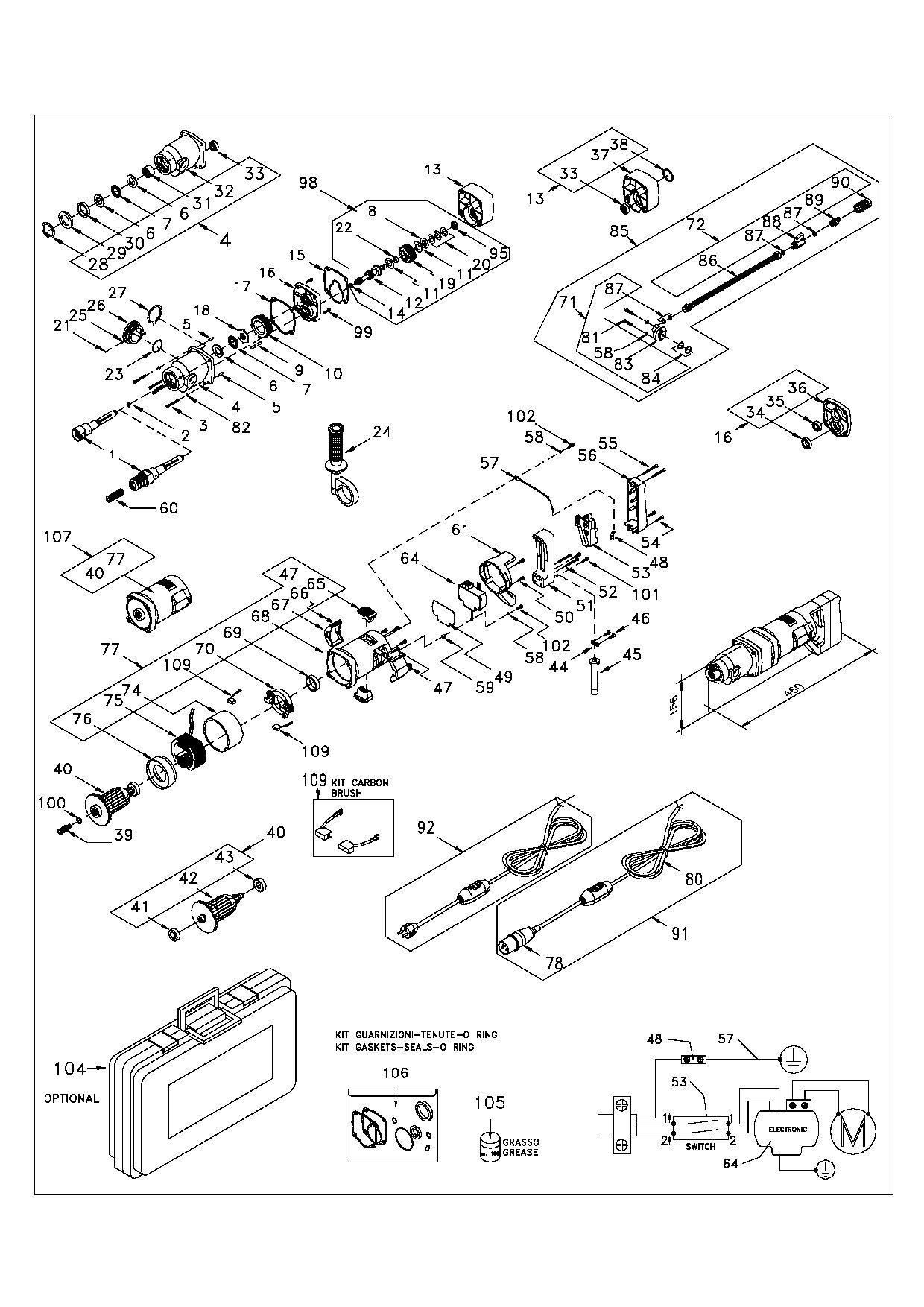 T0 MU-EL Serie A1 120V Bremas Switch Exploded drawing 20250117