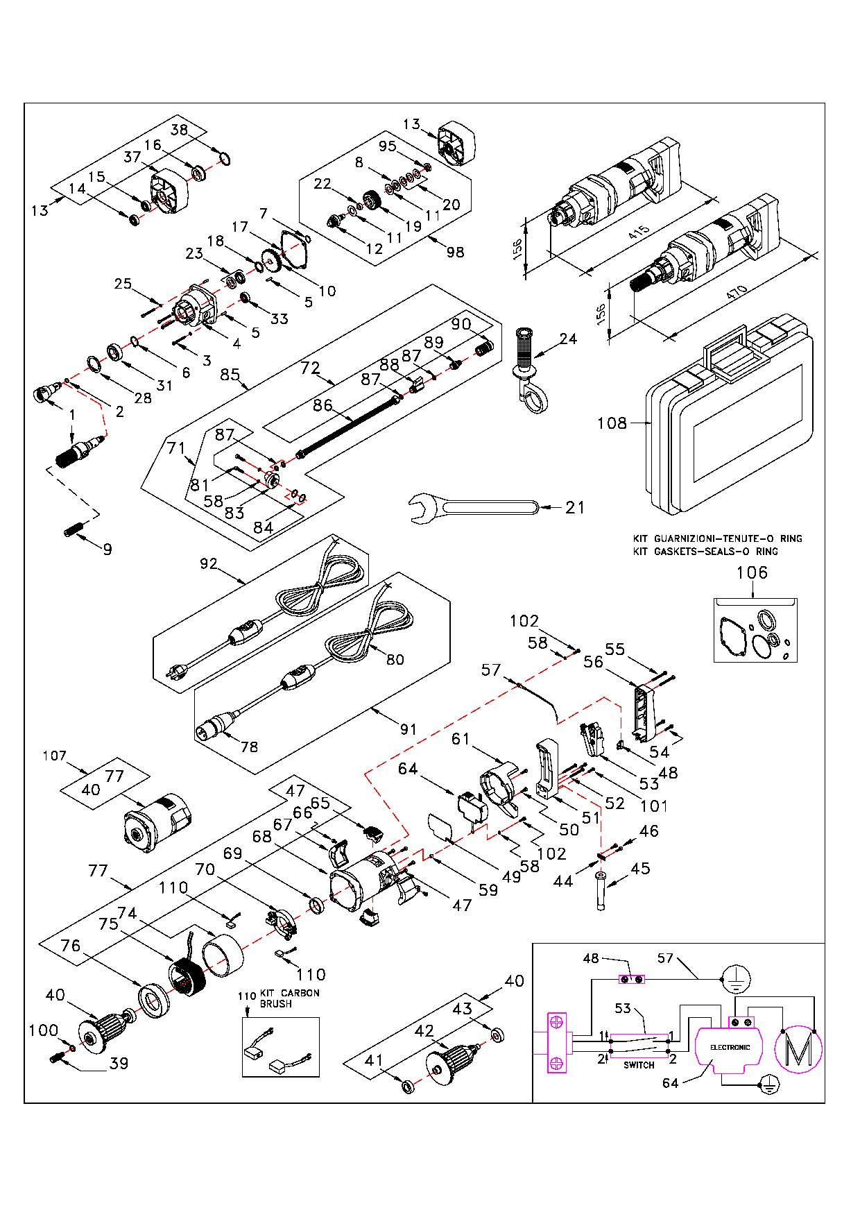 T1800 102-MU-EL Serie A1 120V Bremas Switch Exploded drawing 20250115