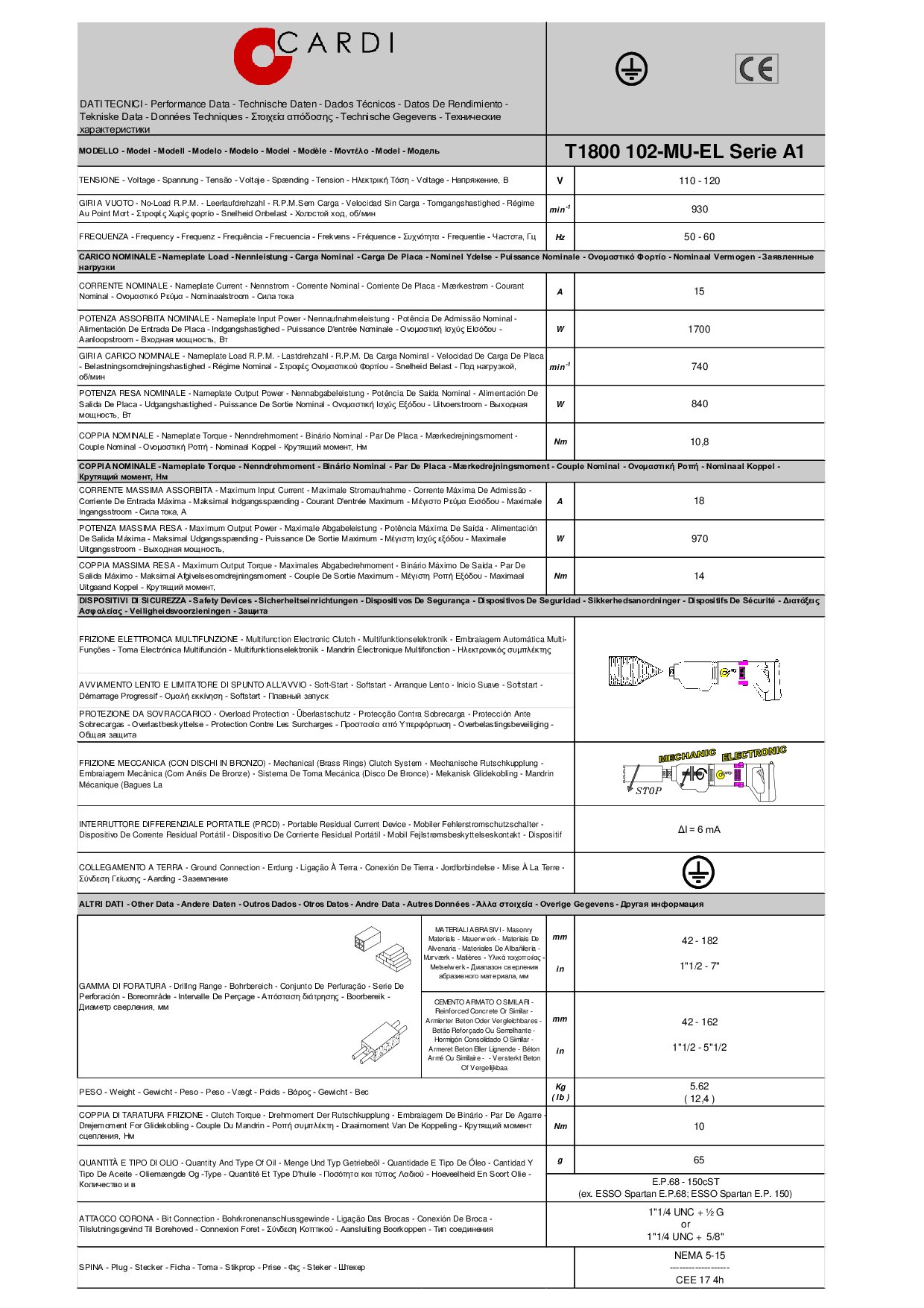 T1800 102-MU-EL Serie A1 120V Datasheet 507040 20250109