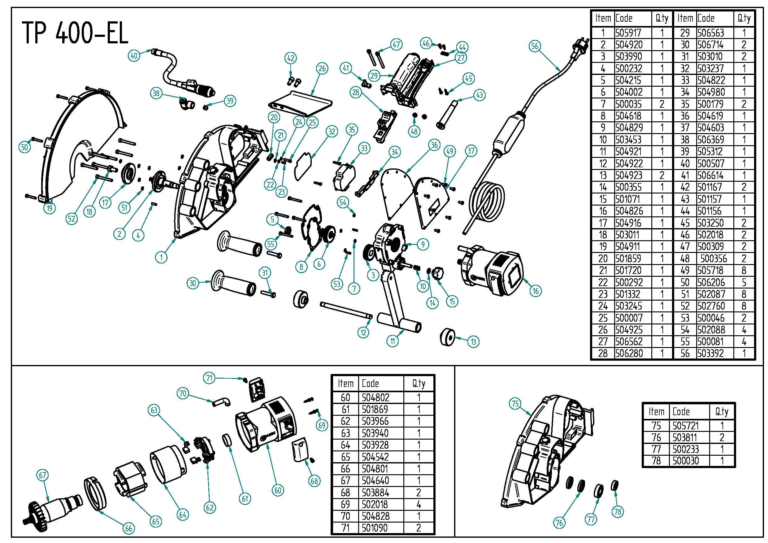 TP 400 Serie A3 230V Exploded drawing 20250417