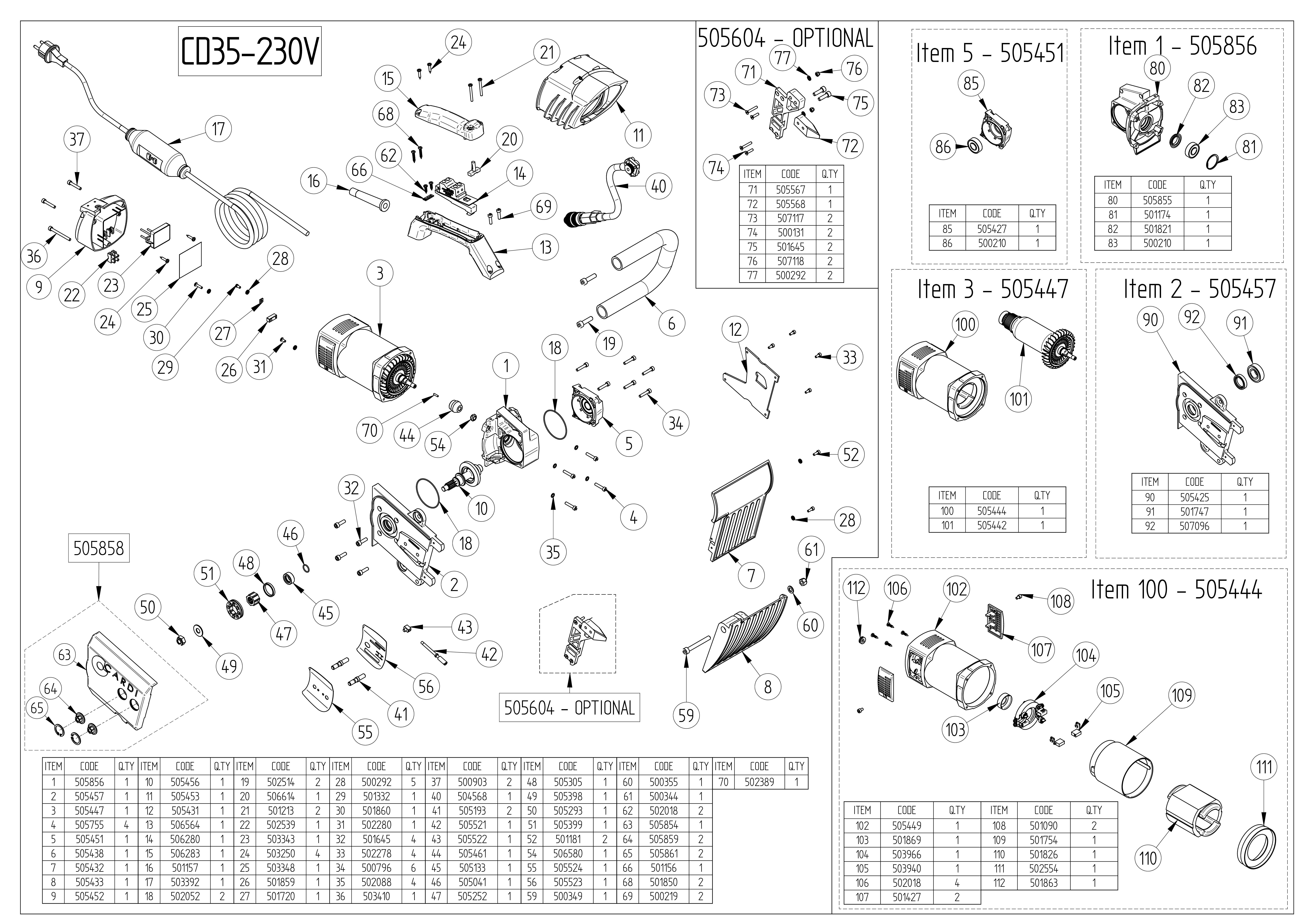 CD 35 Serie A1 230V Exploded drawing 20250916
