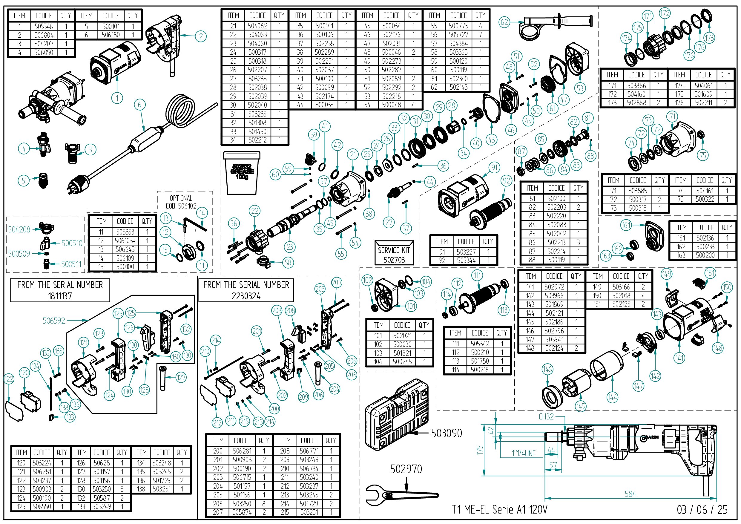 T1 ME-EL Serie A1 120V_Exploded drawing_20250603